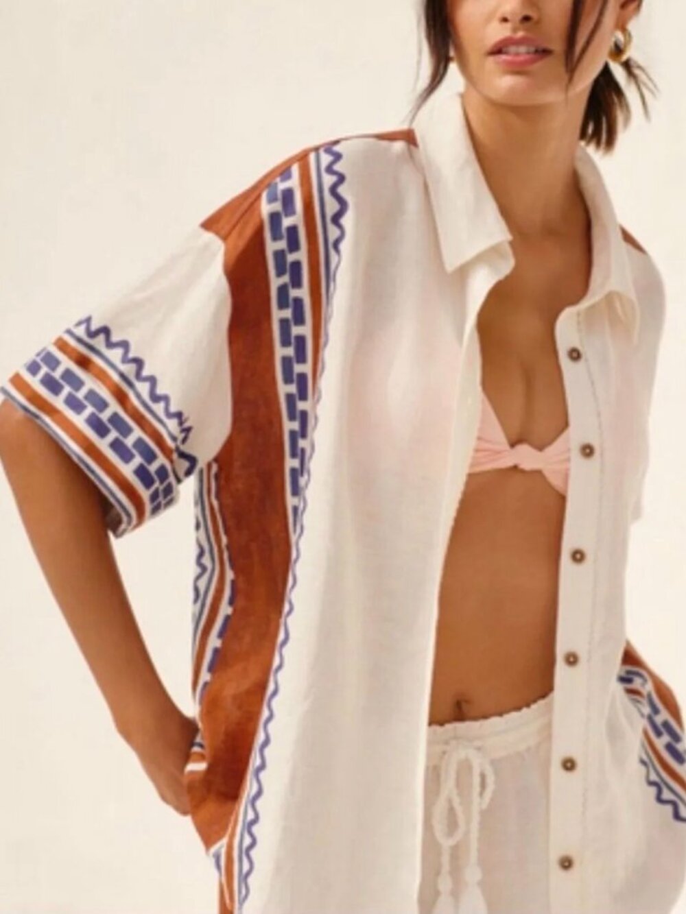Anthropologie Geometric Linen Top